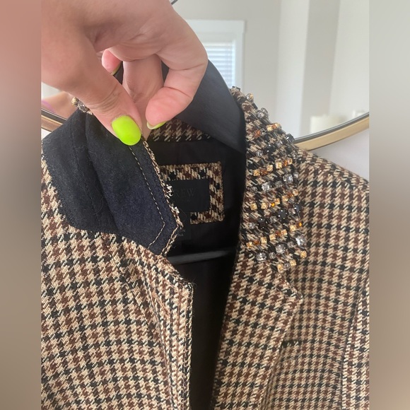 Blazer Femme J Crew En Laine Grise à Carreaux - Taille 10 - Occasion Très Bon état